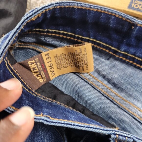 Seven7 Jeans Mens 36x35 Tag 36x34 Blue Slim Straight Fit Denim Dark Wash - Picture 4 of 8